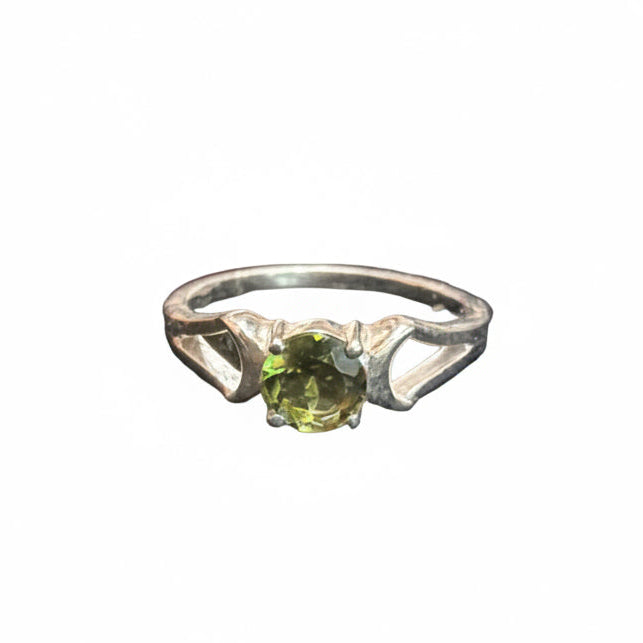Moldavite faceted .925 Sterling Silver Ring 9