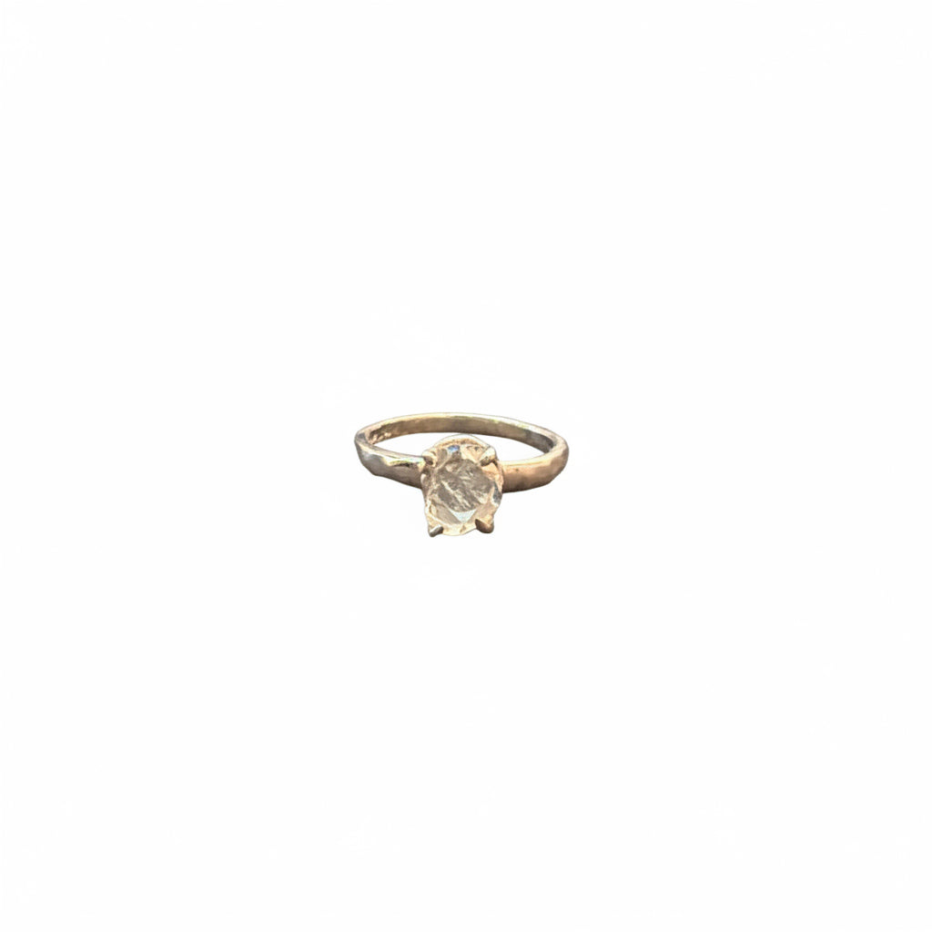 Herkimer Diamond Natural Claw Set Sterling Silver Ring Size 9