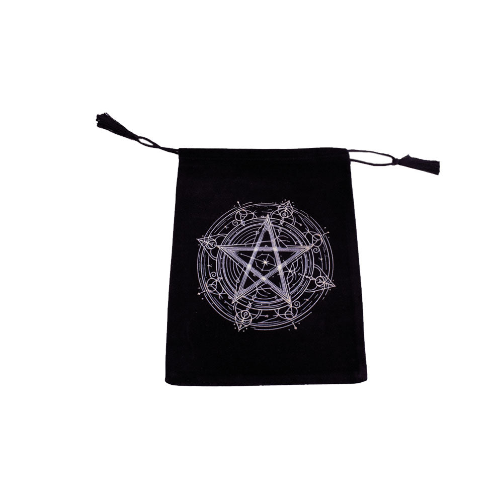 Sacred Star Pentacle Velvet Tarot Card Drawstring Bag 6"X8"