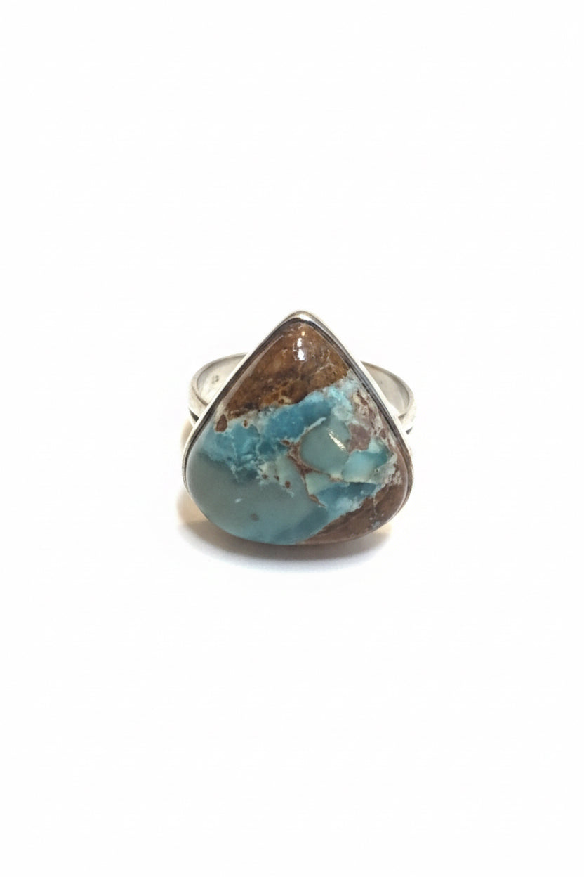 Chrysoprase Polished Drop .925 Sterling Silver Ring Size 9