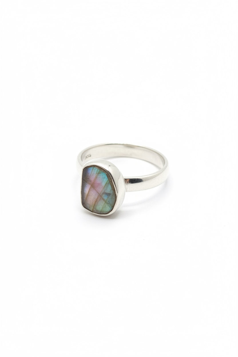 watermelon Tourmaline Slab .925 Sterling Silver Ring Size 6