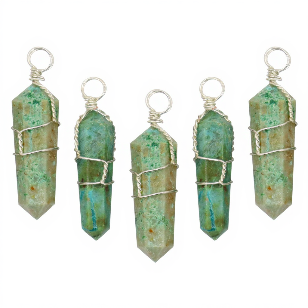 Turquoise Wire Wrapped D/T Point Pendant