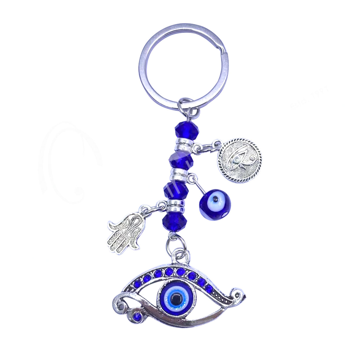 Evil Eye W/ Eye Of Horus / Hamsa Charm 4″L KEYCHAIN