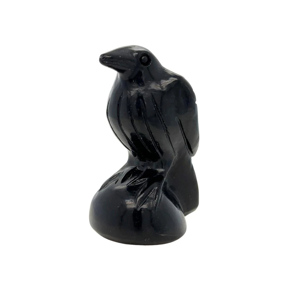 Raven Carved in Black Obsidian 2"