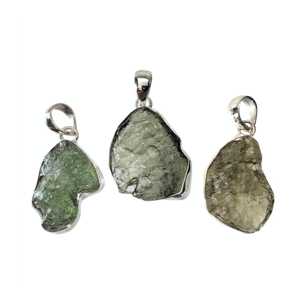 Moldavite Natural Sterling Silver 25-40MM Pendant