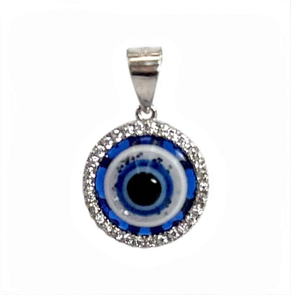 Evil Eye W/ Cubic Zirconia Sterling Silver .75" Pendant