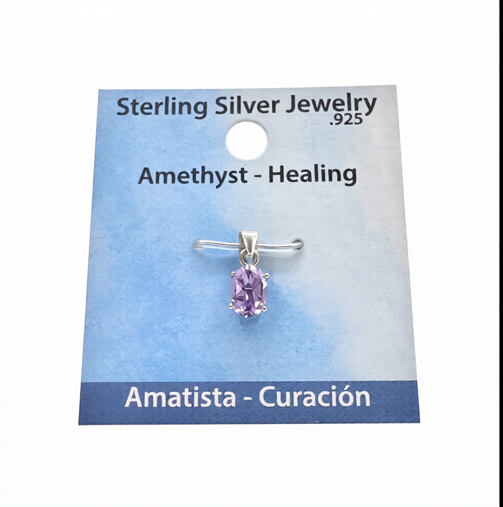 Amethyst Faceted Oval 5-7MM Sterling Silver Pendant