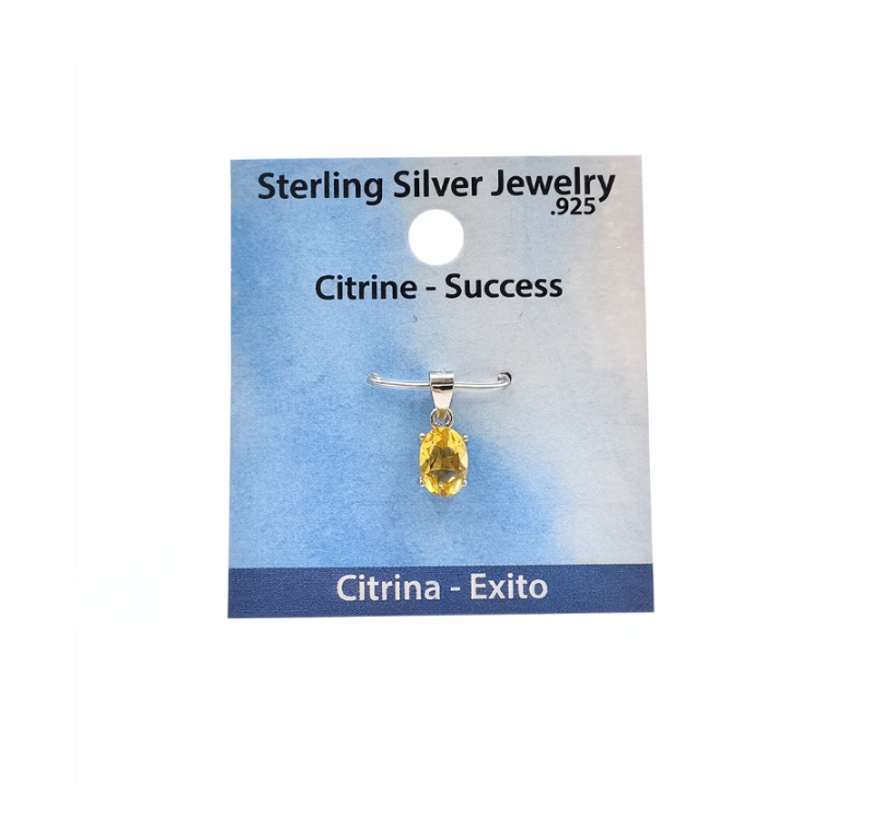 Citrine Faceted Oval 5-7MM Sterling Silver Pendant