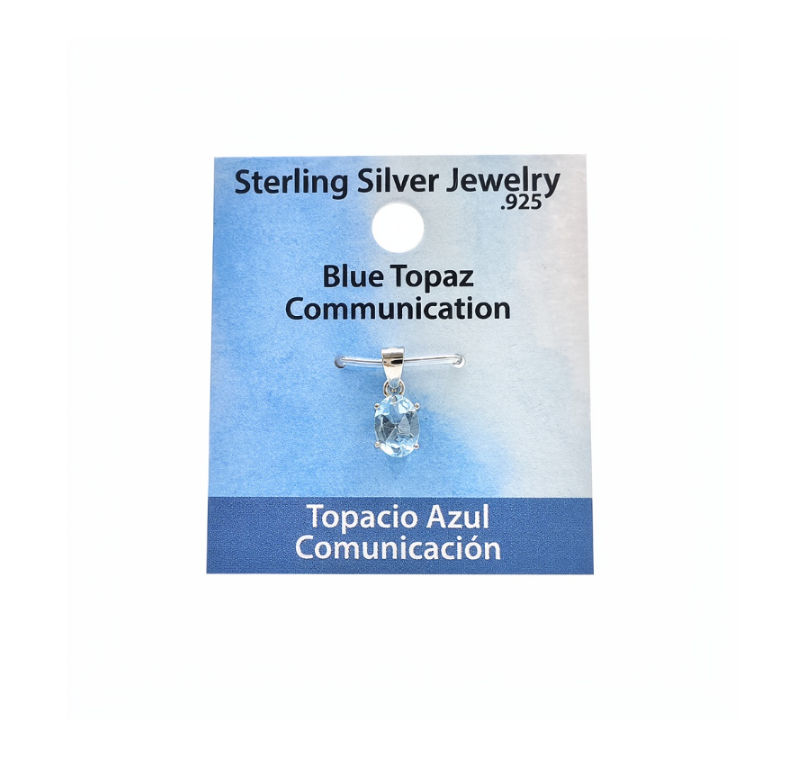 Blue Topaz Faceted Oval 5-7MM Sterling Silver Pendant