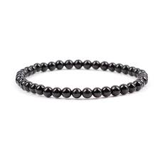 Black Tourmaline 4mm Round Beaded Bracelets