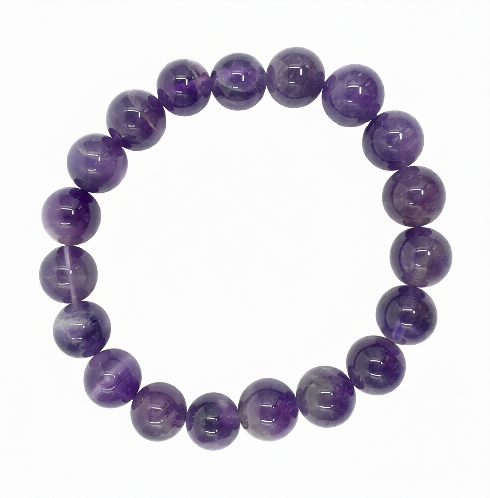 Amethyst 10mm Beaded Bracelet
