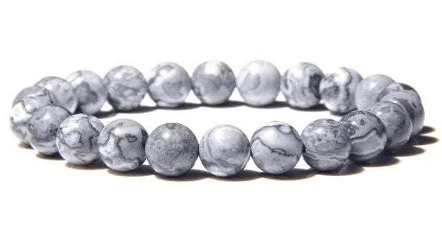 Map Stone Jasper 8mm Round Beaded Bracelet