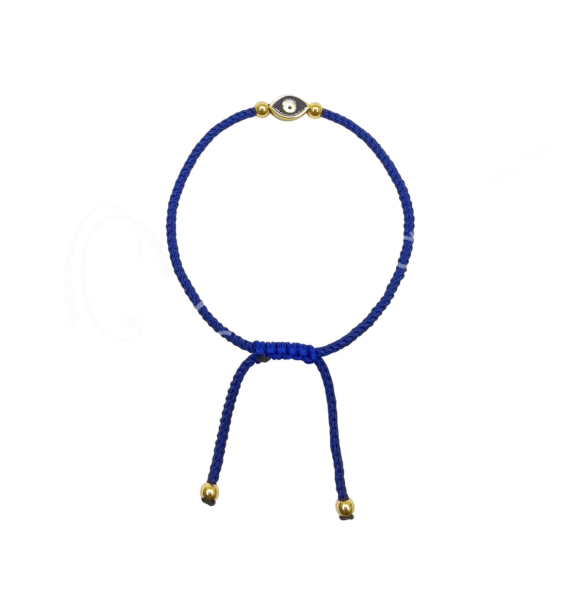 Evil Eye Double Sided Gold Plated Adjustable Blue String with Beads Bracelets