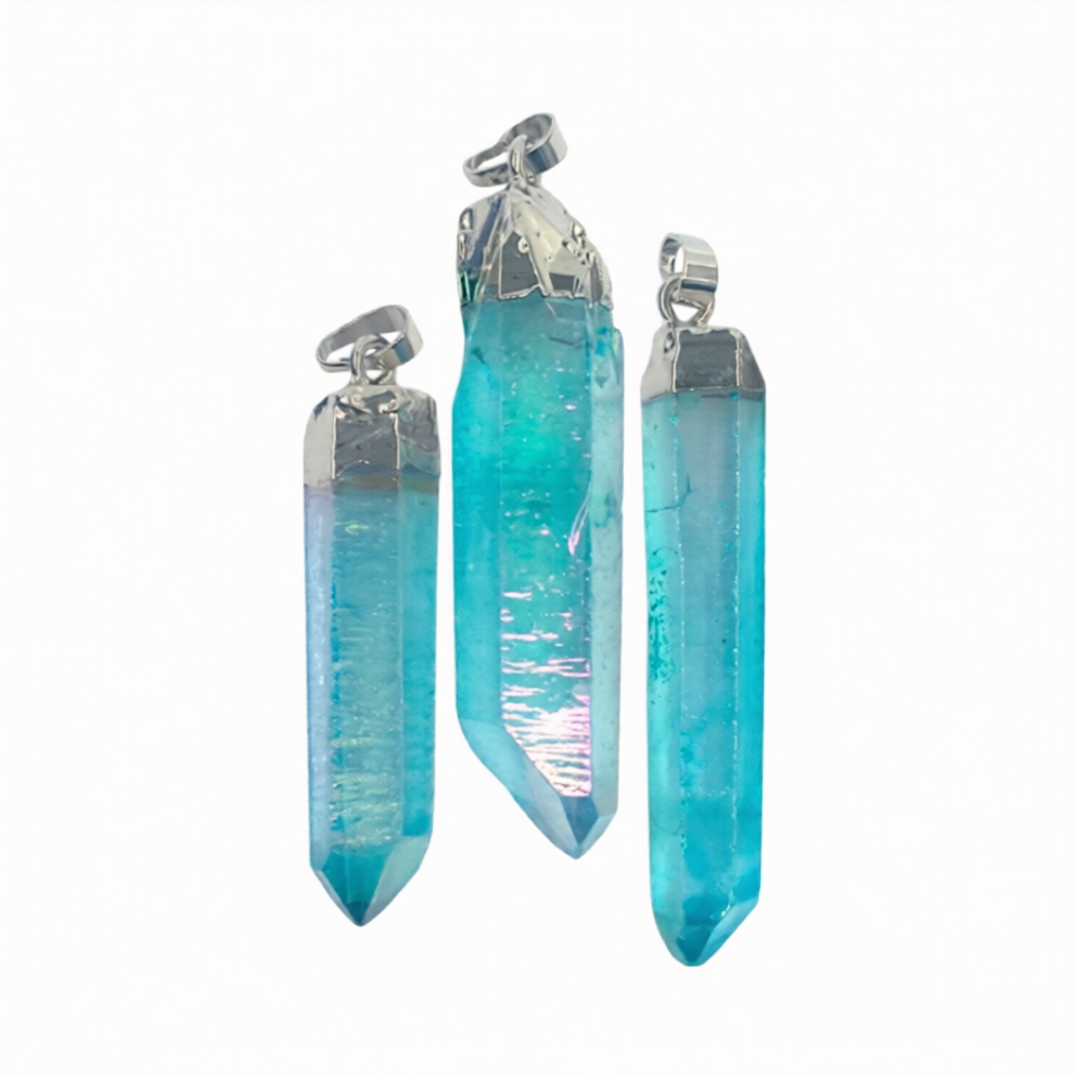 Aqua Aura Quartz Point Pendant