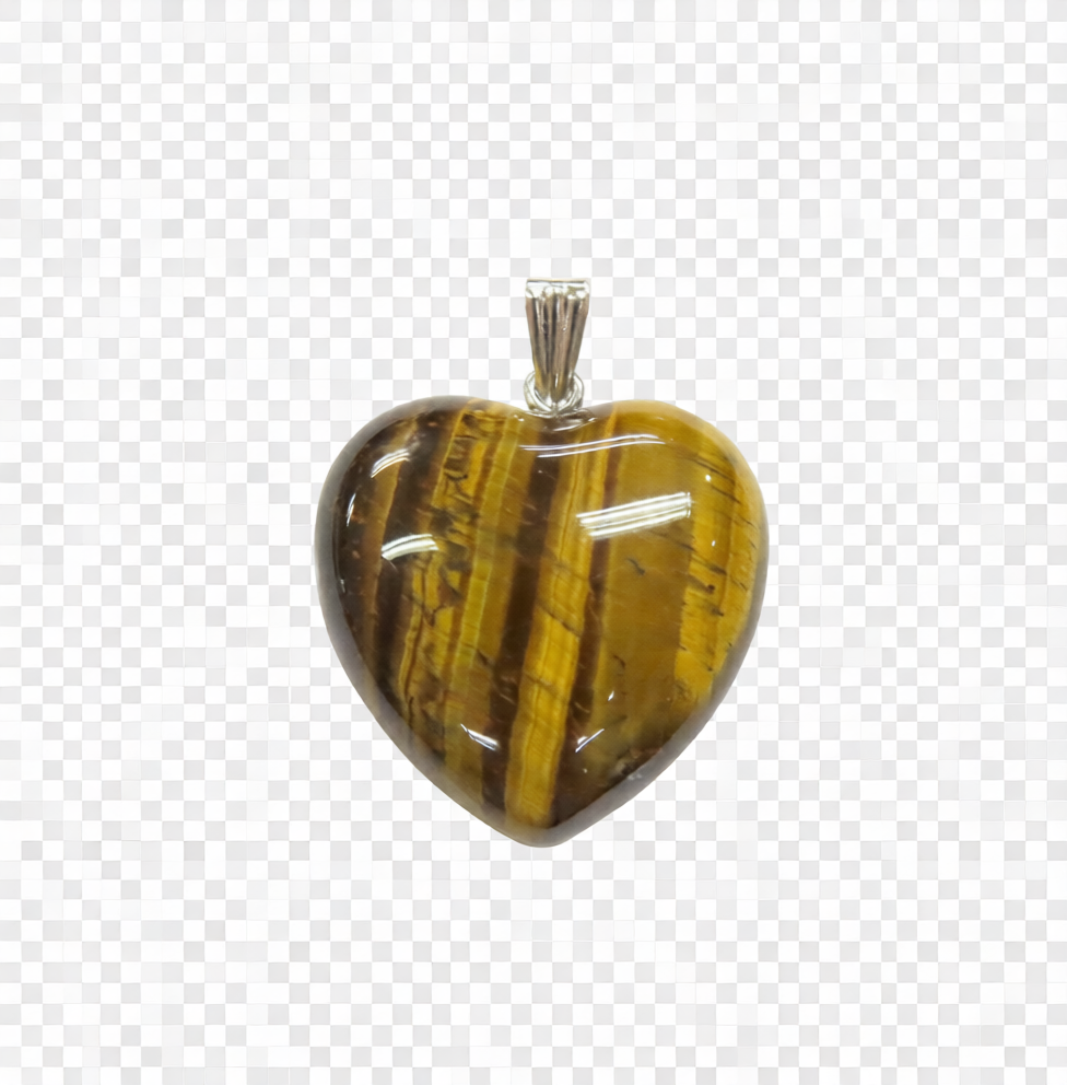 Tiger Eye Heart Pendant 1"