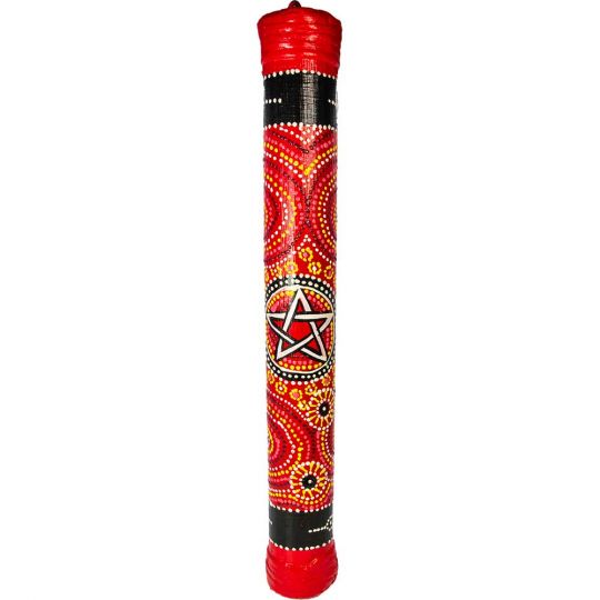 Red Pentacle Painted Bamboo Rainstick - Small