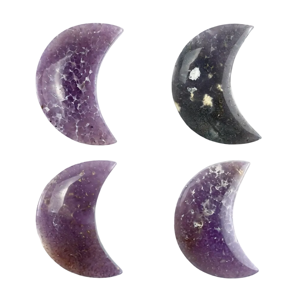 Grape Agate Carved Moon 2" - Indonesia
