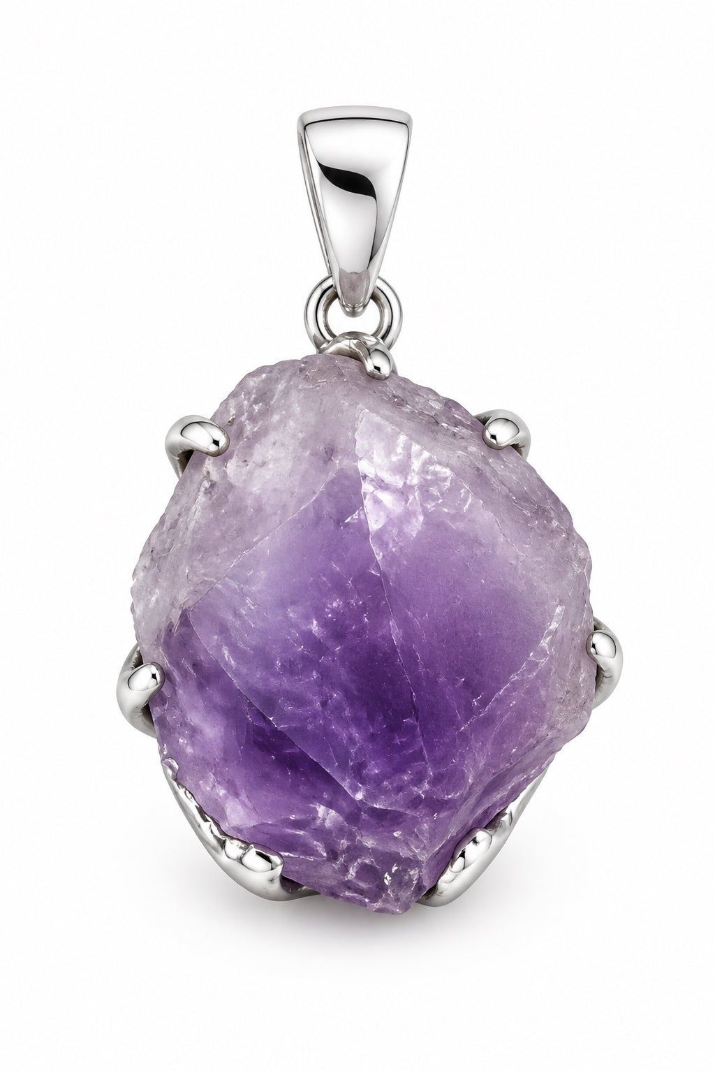 Amethyst Natural Point Claw Set .925 Sterling Silver Pendant