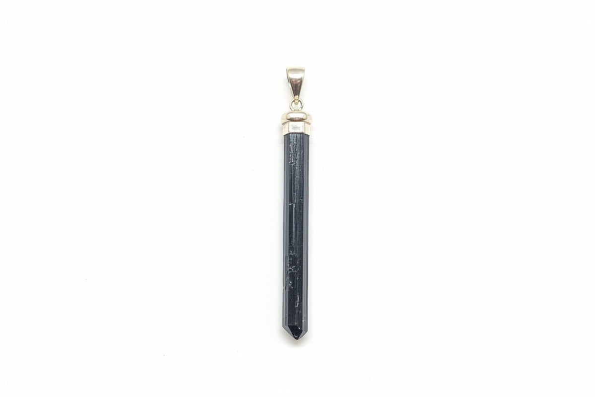 Black Tourmaline pointed .925 Silver Pendant