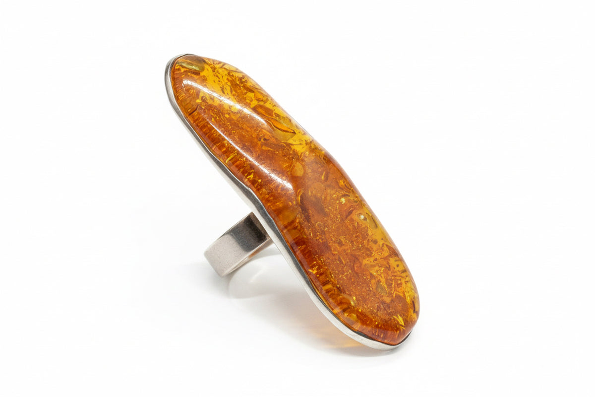 Baltic Amber Silver Ring Size 7