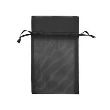 Black 4 x 6 inch organza drawstring pouch for jewelry, crystals, and gifts