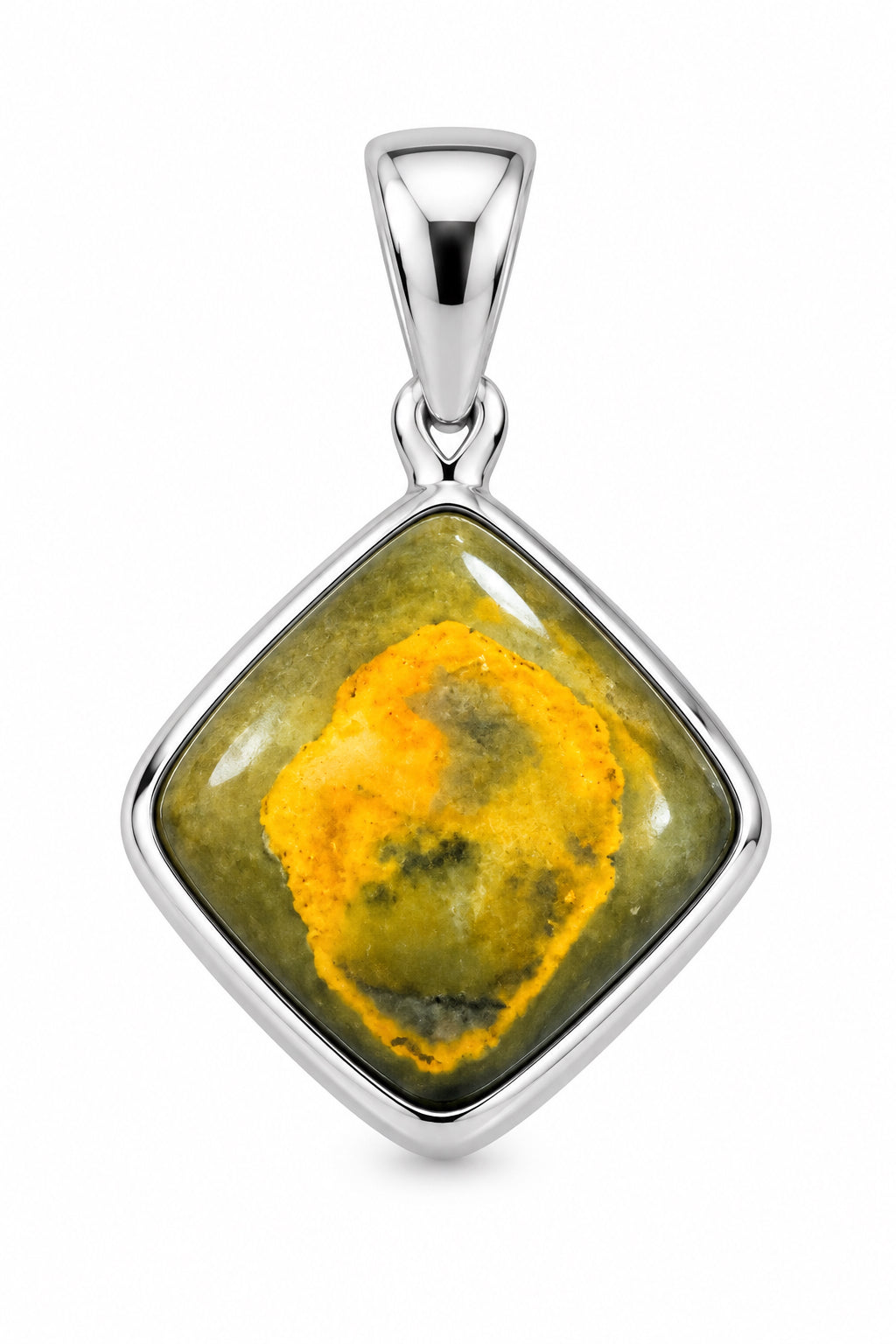Bumble Bee Jasper Square Cab Sterling Silver Pendant