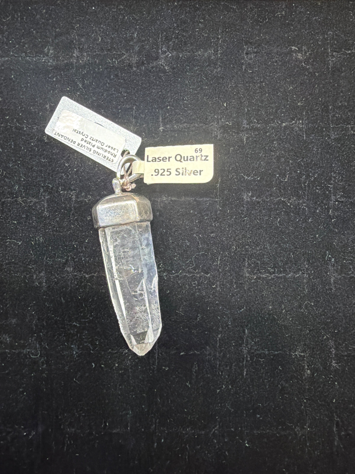 Laser Quartz Point Cap Set Sterling Silver Pendant