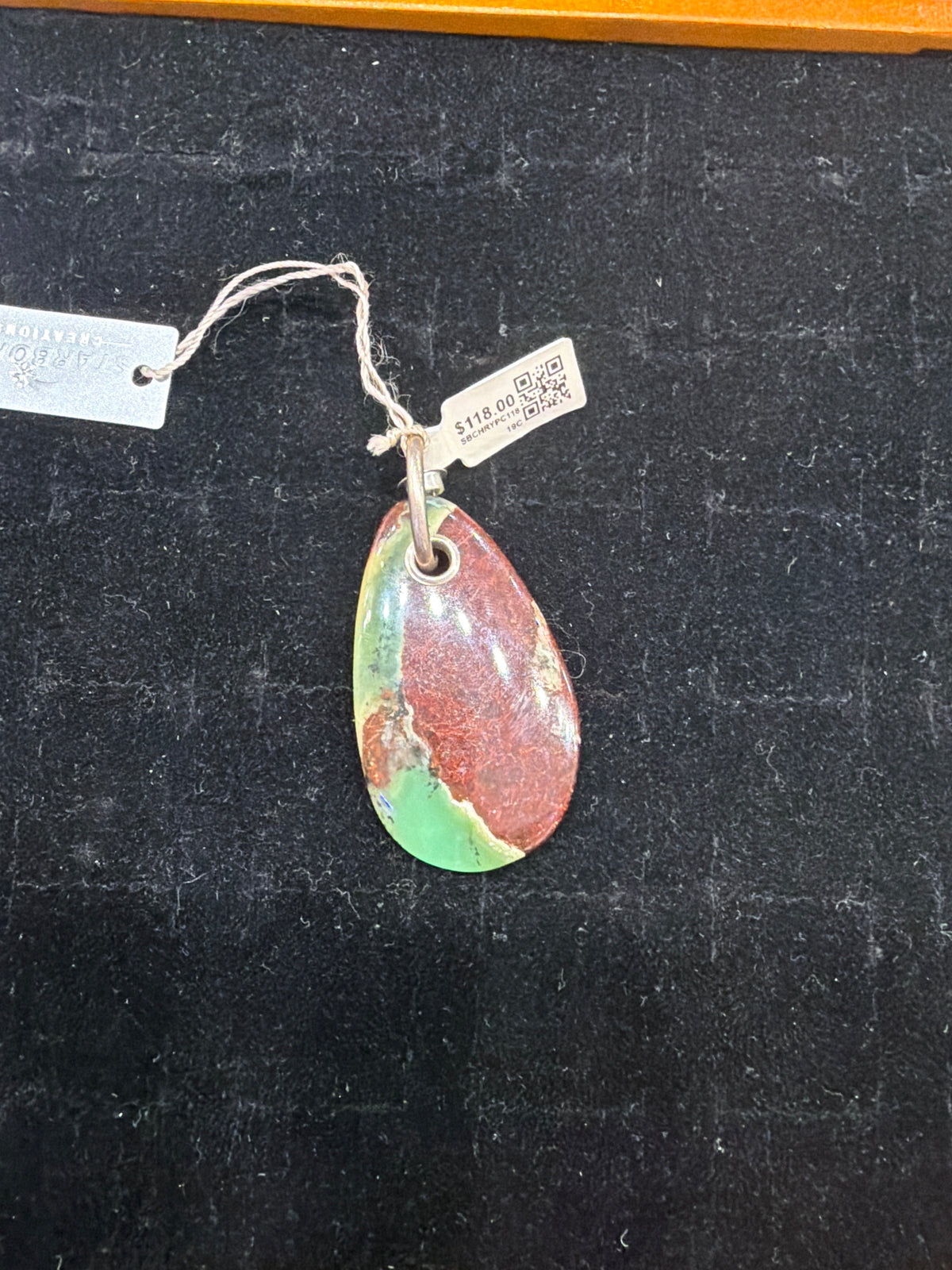 Chrysoprase oval slab .925 Silver Pendant