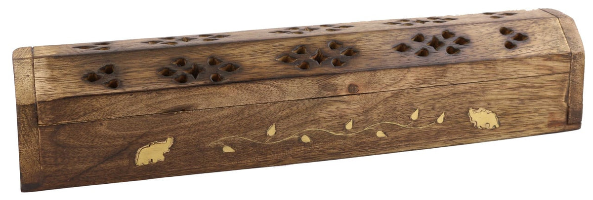 ELEPHANT WOODEN INCENSE COFFIN BOX (12″)
