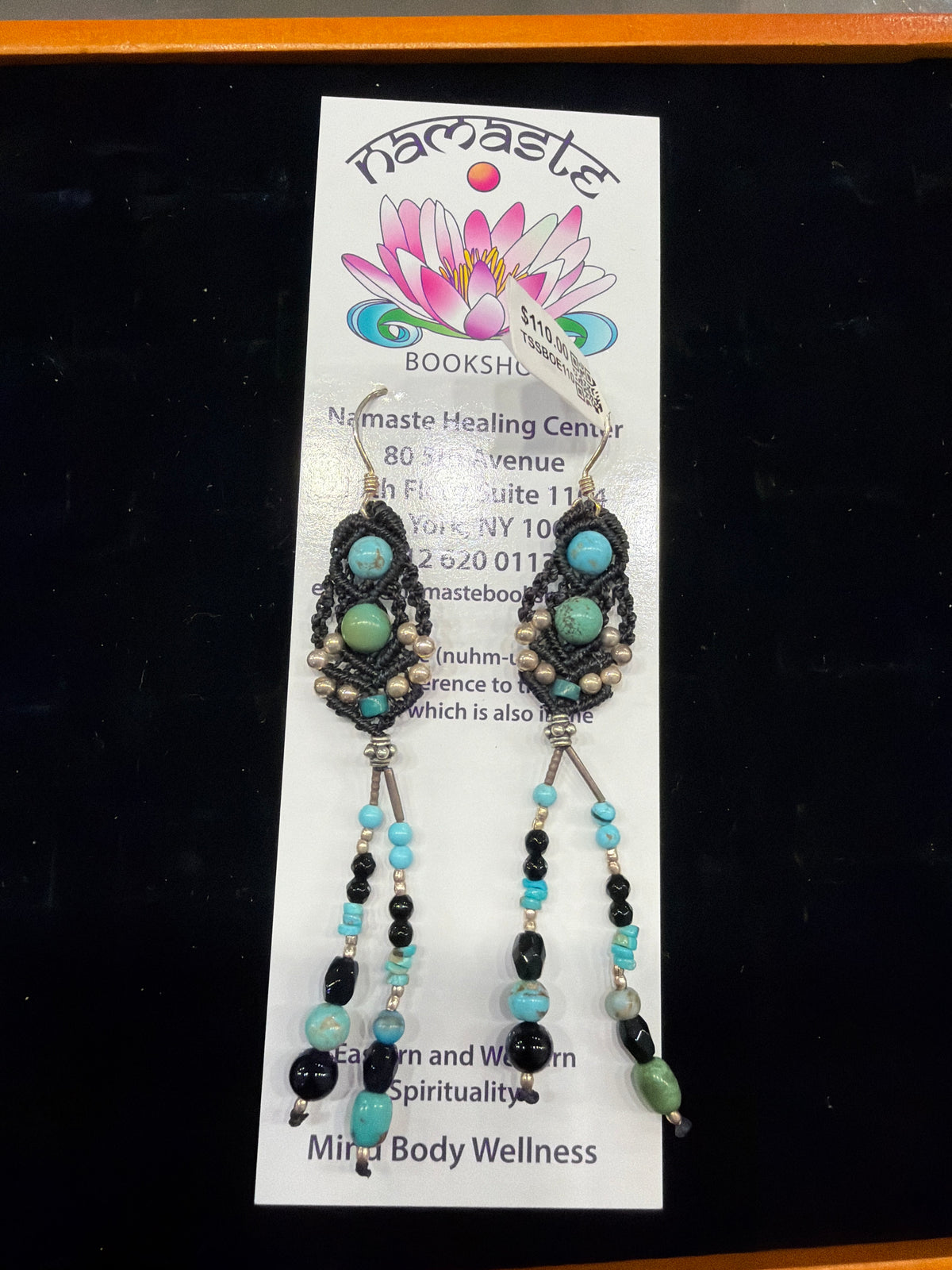 Turquoise & Black Obsidian .925 Silver Earrings Indonesian Handmade