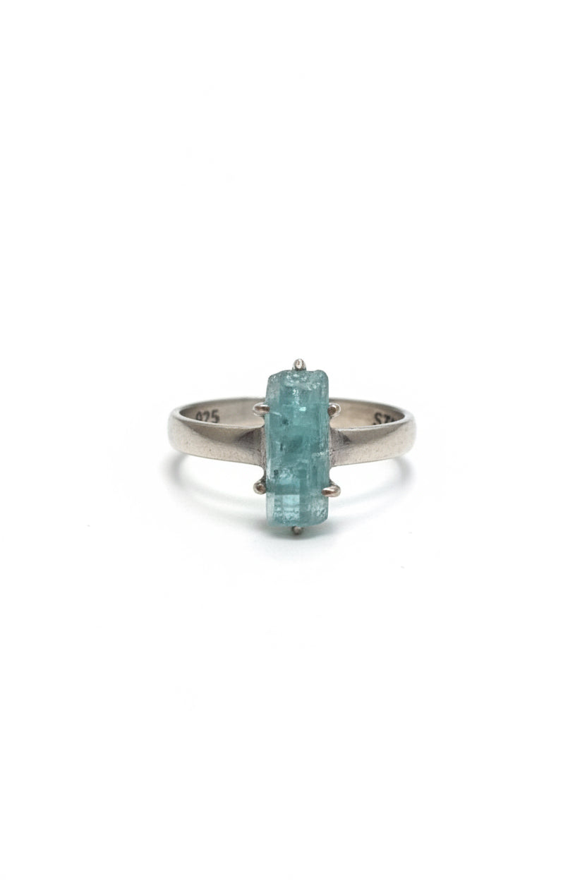 Emerald Natural Polished Claw Set .925 Sterling Silver Ring Size 10