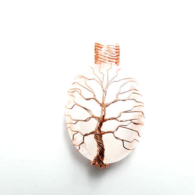 Clear Quartz Tree Pendant Copper Wire Wrap Pendant