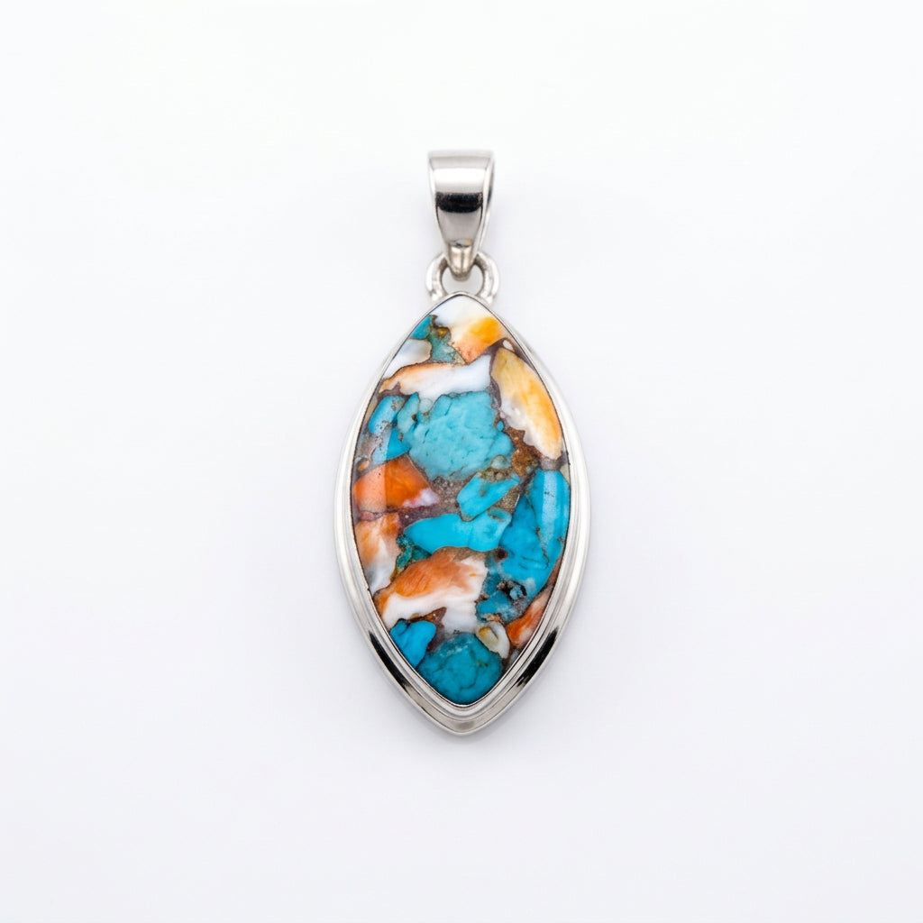 Spiny Turquoise Platinum Plated Pendant
