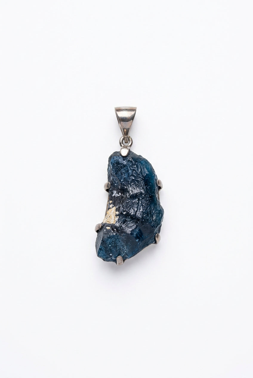 Roman Glass Natural Claw Set Sterling Silver Pendant