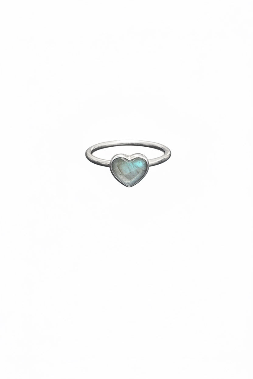Labradorite Heart .925 Sterling Silver Ring Size 8