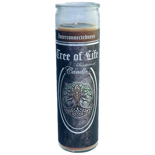 Tree of Life - Sandalwood 7 Day Glass Ritual Candle Burn 90 Hours Approx