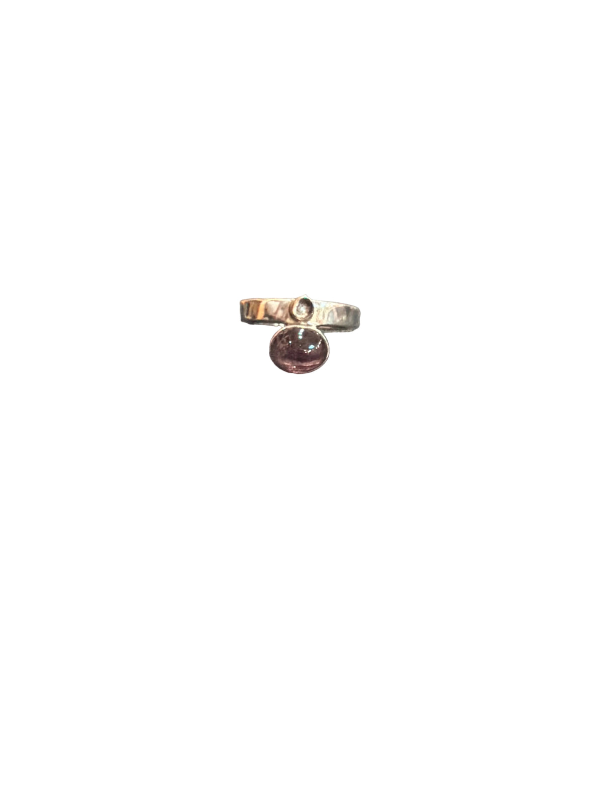 Pink Tourmaline Oval Cab Missing Accent Stone Sterling Silver Ring Size 6.5