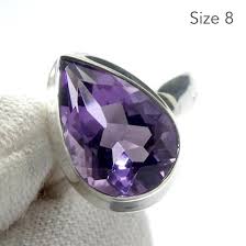Amethyst Faceted Filigree .925 Sterling Silver Ring Size 8