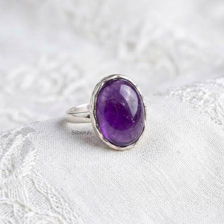 Amethyst Oval Cab (Record Keeper) .925 Sterling Silver Ring Size 6