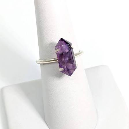 Amethyst Double Terminated Point .925 Sterling Silver Ring