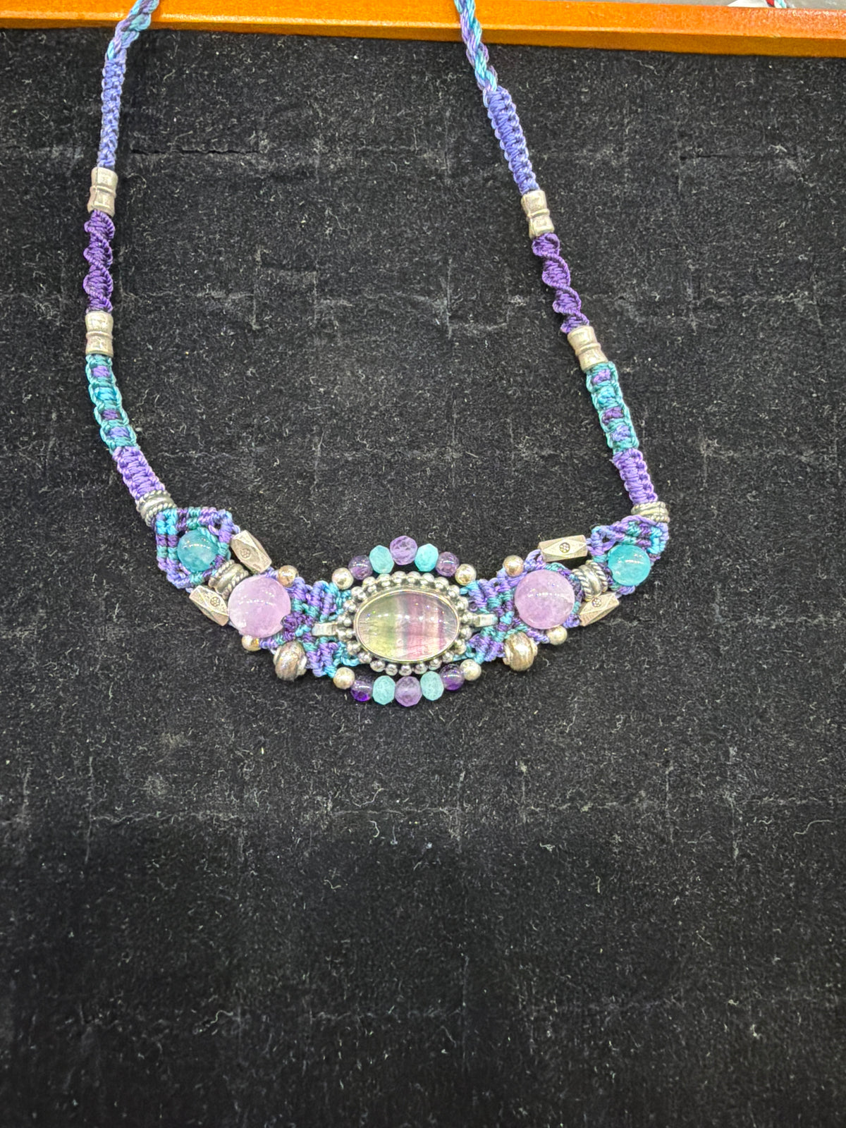 Fluorite Tribal Necklace .925 Silver Indonesian Handmade