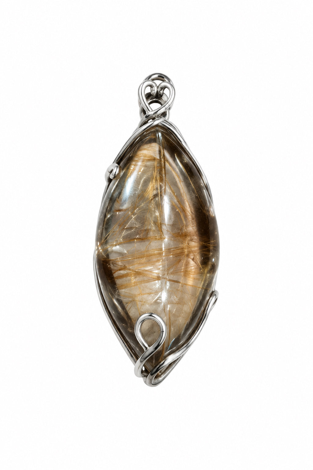 Rutilated Quartz .925 Sterling Silver Pendant