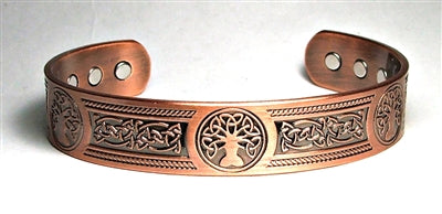Pure Copper Cuff Bracelet With Magnetic Gauss Range 1200-1500 Style #490-AC