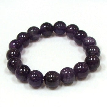 Amethyst 12MM Round Beaded Bracelet