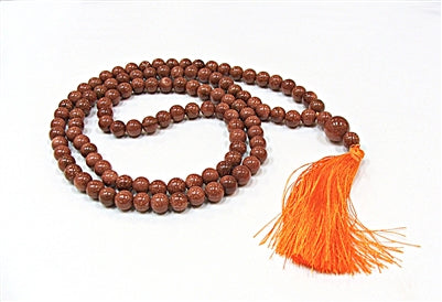 Red Goldstone 8MM 108 Beaded Mala W/ Tassel
