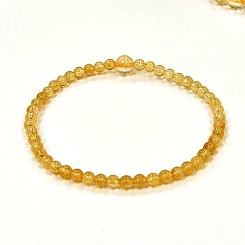 Citrine 4mm Round Beaded Bracelets