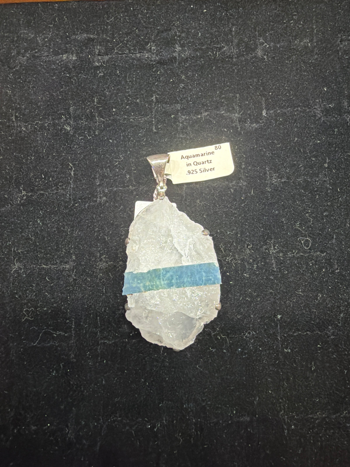 Aquamarine in Quartz .925 Silver Pendant