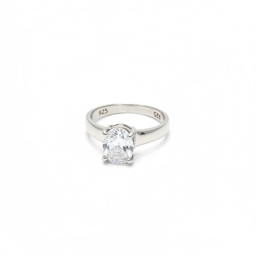 Danburite Faceted Oval Claw Set .925 Sterling Silver Ring Size 8