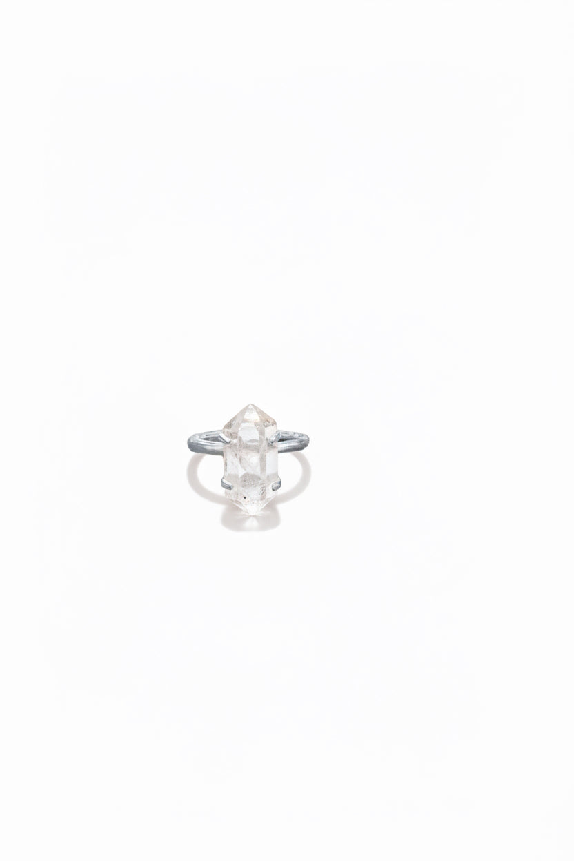 Quartz Double Terminated Point .925 Sterling Silver Ring Size 5