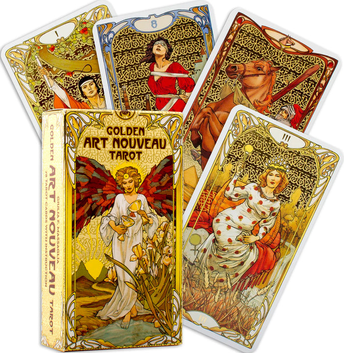 Golden Art Nouveau Tarot by Giulia F. Massaglia – a radiant tarot deck blending classic symbolism with elegant Art Nouveau style.
